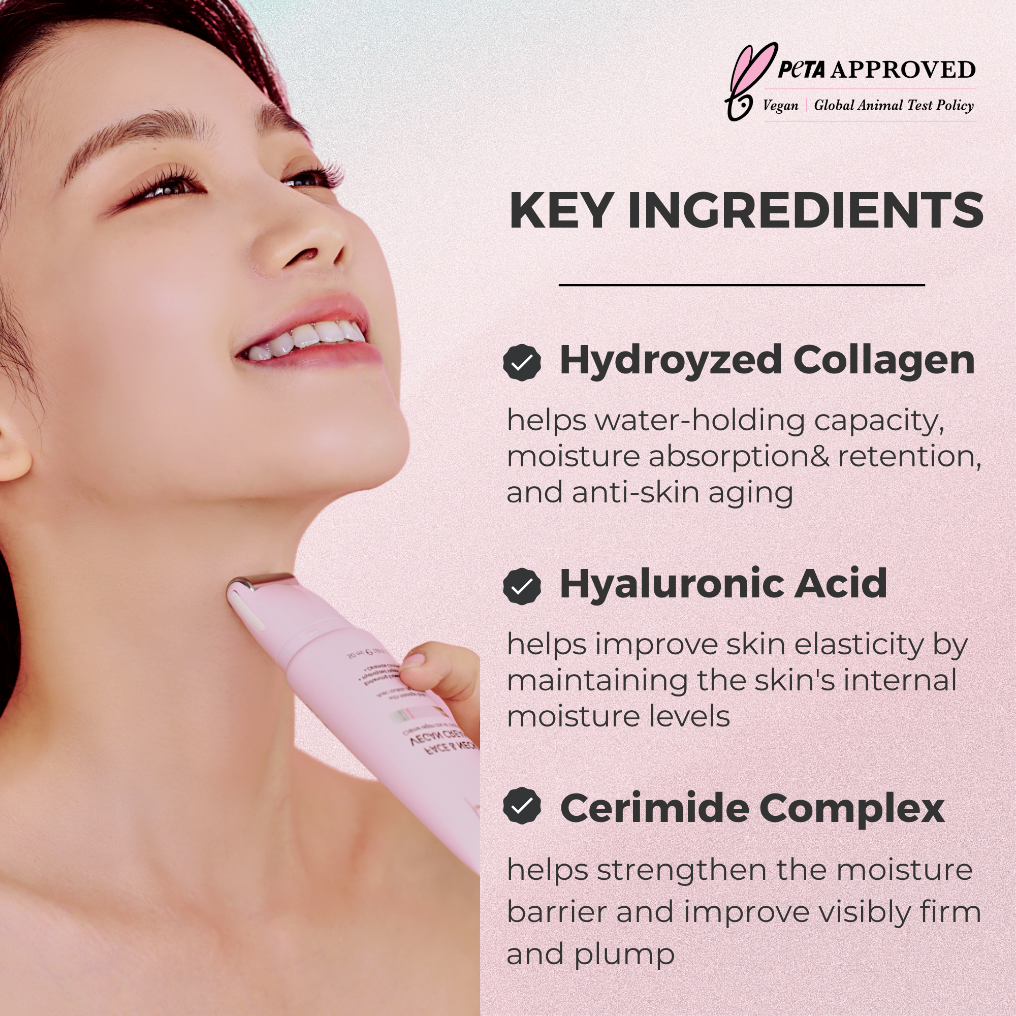 Face & Neck Vegan Cream With Stainless Steel Massage Roller