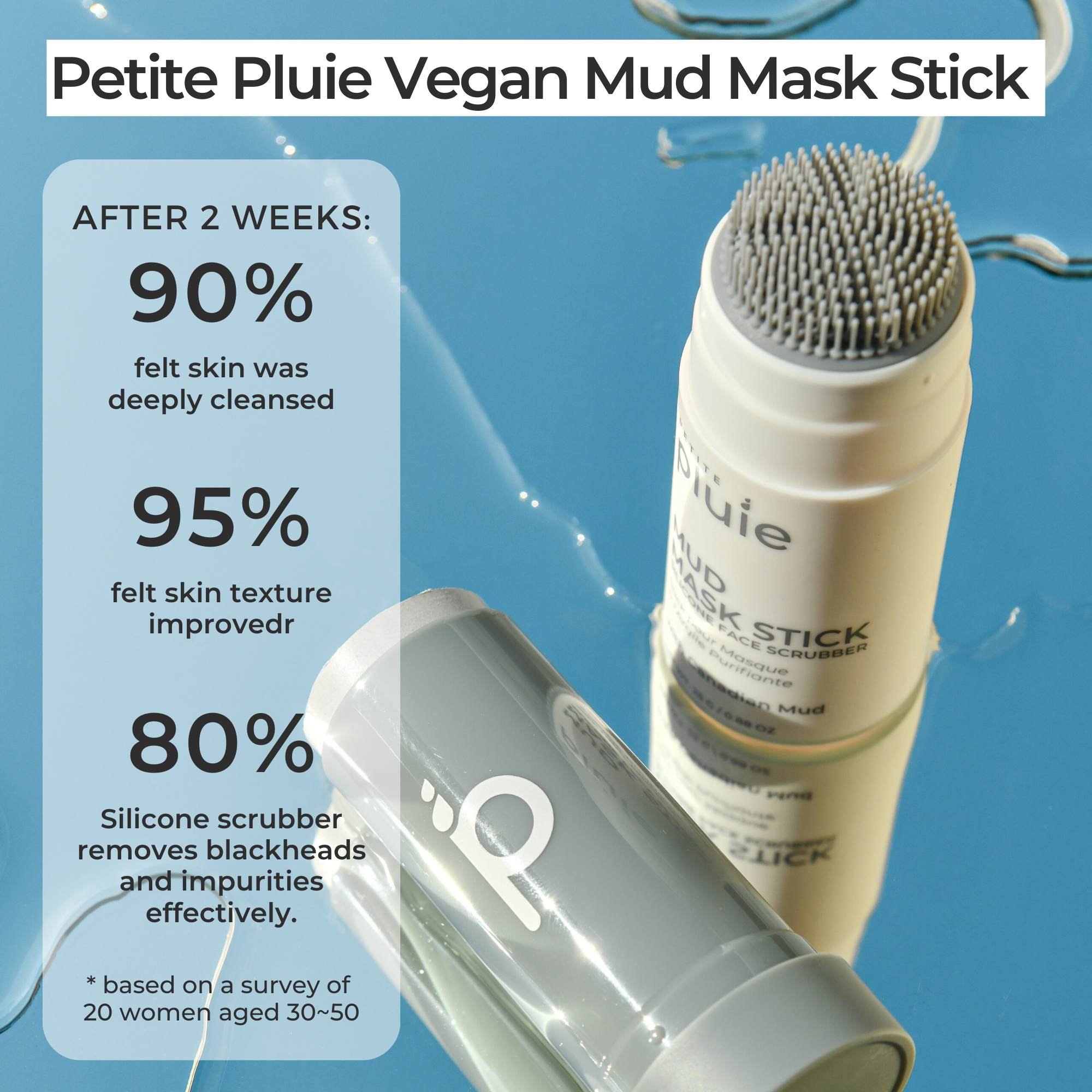 Purifying Vegan Mud Mask Stick With Silicone Face Scrubber