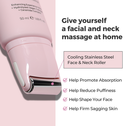 Face &amp; Neck Vegan Cream With Stainless Steel Massage Roller