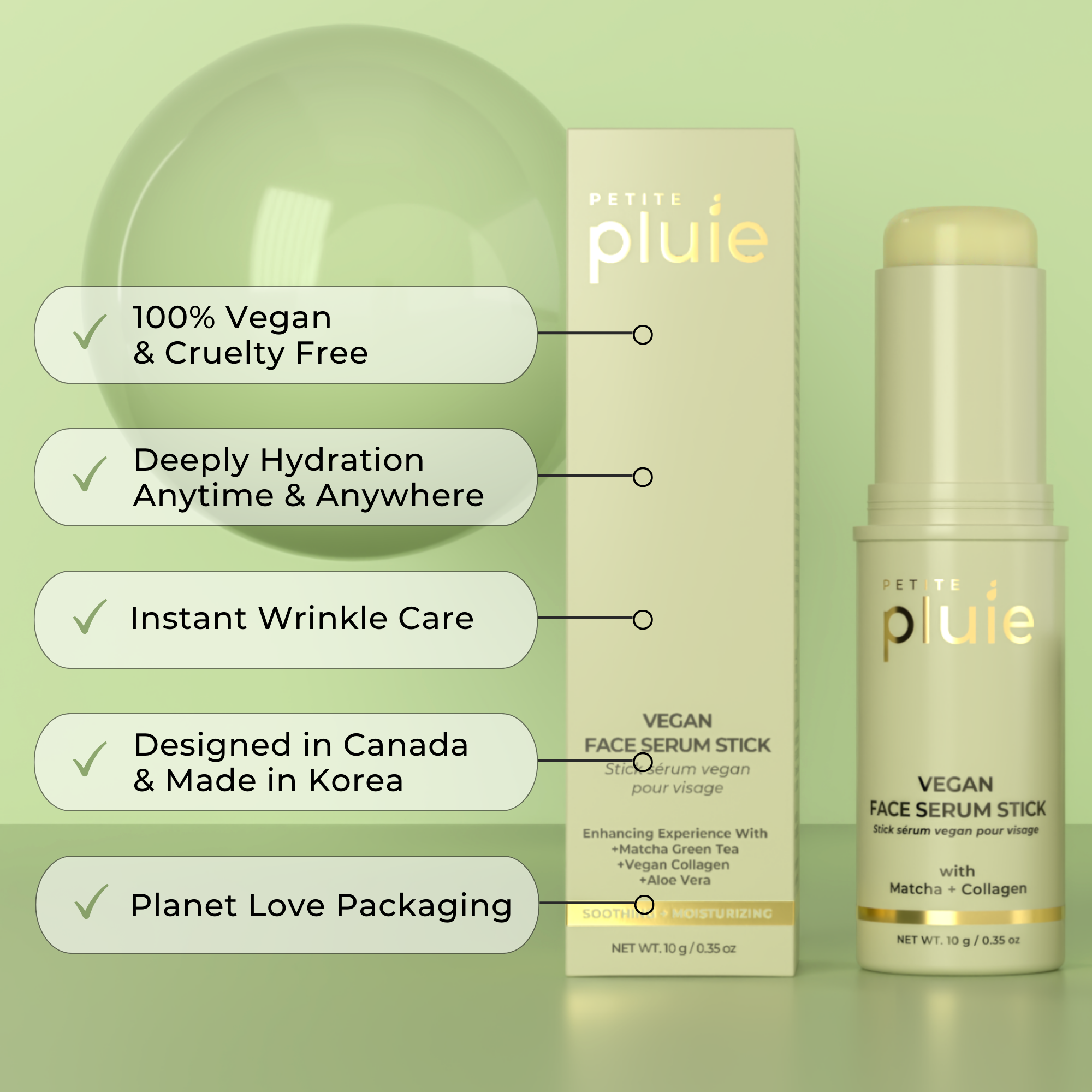 vegan face serum stick for hydration and moisturizing Petite pluie k-beauty
